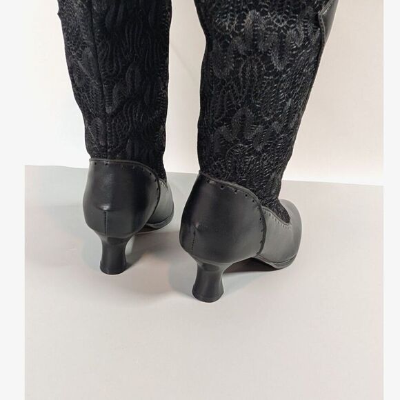 Victorian Goth Lace Up Boots Black Regency Kitten Heel Size 4.5-5 Pirate Cosplay - Picture 6 of 14